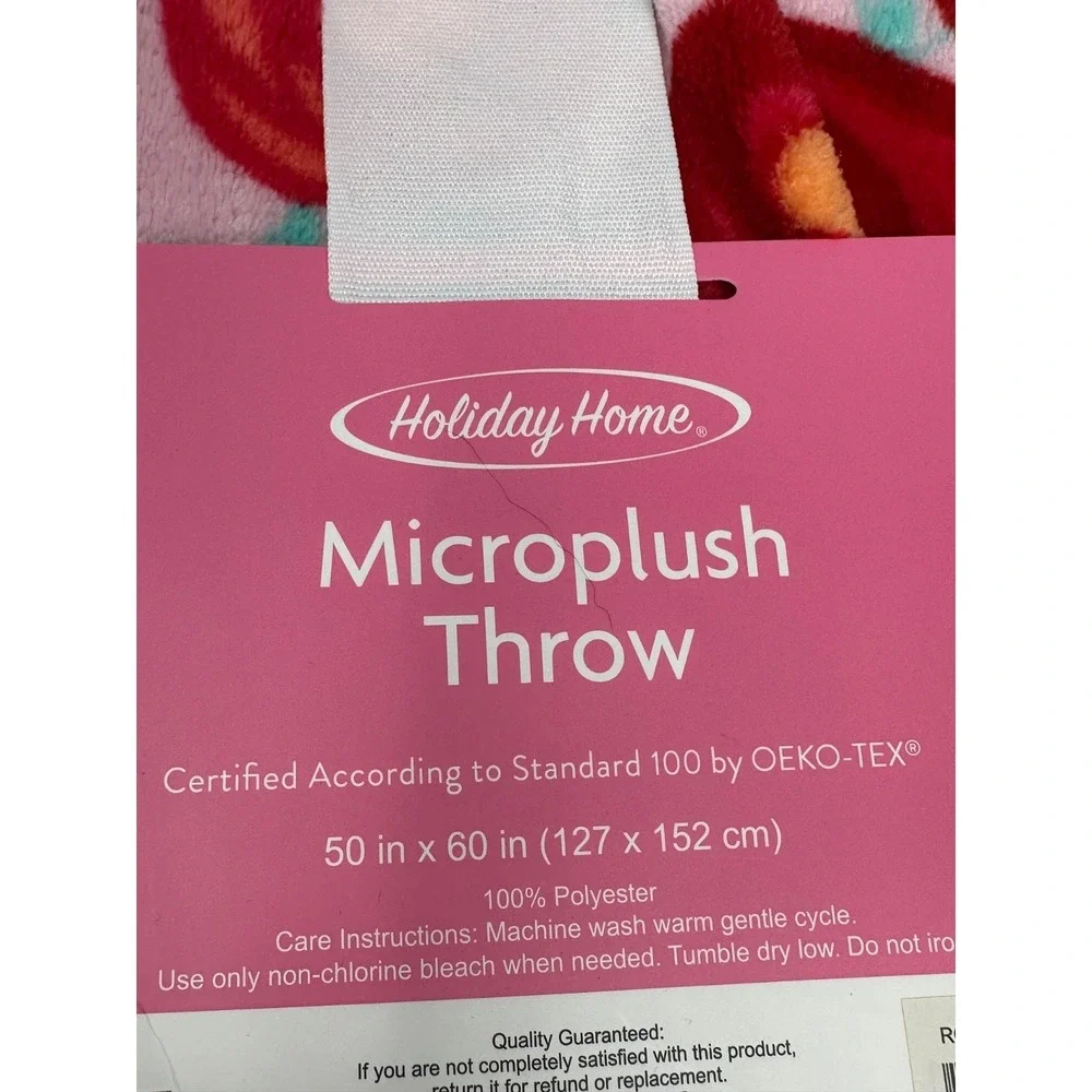 NEW!! Floral Roses Pink Red 50x60 Holiday Home Microplush Throw Blanket U8